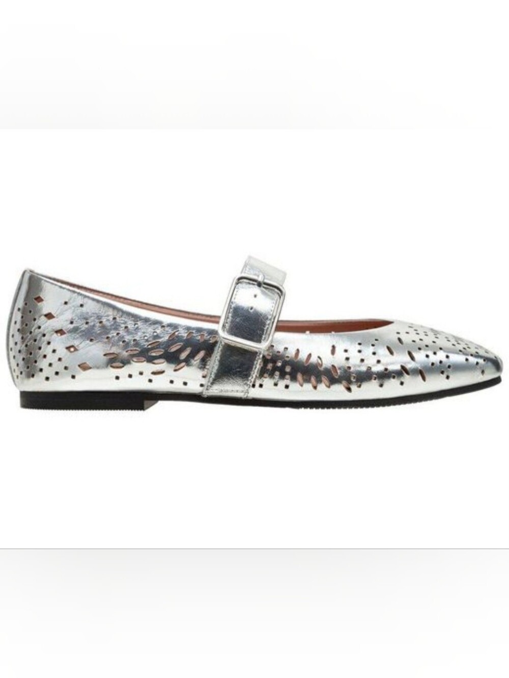 New Linea Paolo Miller-L Leather Women’s Metallic Silver Mary Jane Flats Size 9